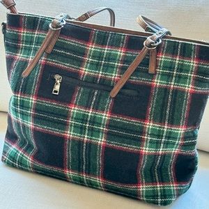 Jen & Co Plaid New Tote Fabric Blue, Green and Red